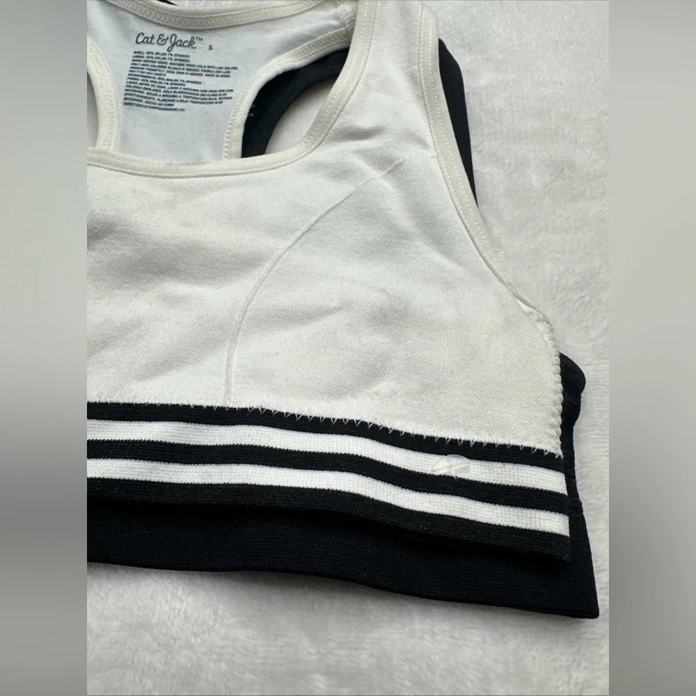 Cat & Jack Girls Sport bra seamless Pullover Black  & white 2pk Size S